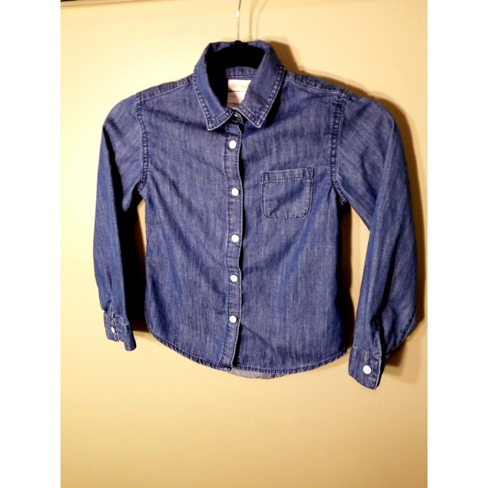 Cat & Jack Girls' Denim Long Sleeve Shirt